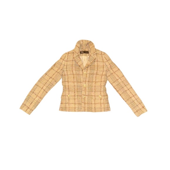 Zara Vintage-Inspired Plaid Tweed Blazer Jacket 🧸🤎 - Picture 2 of 3